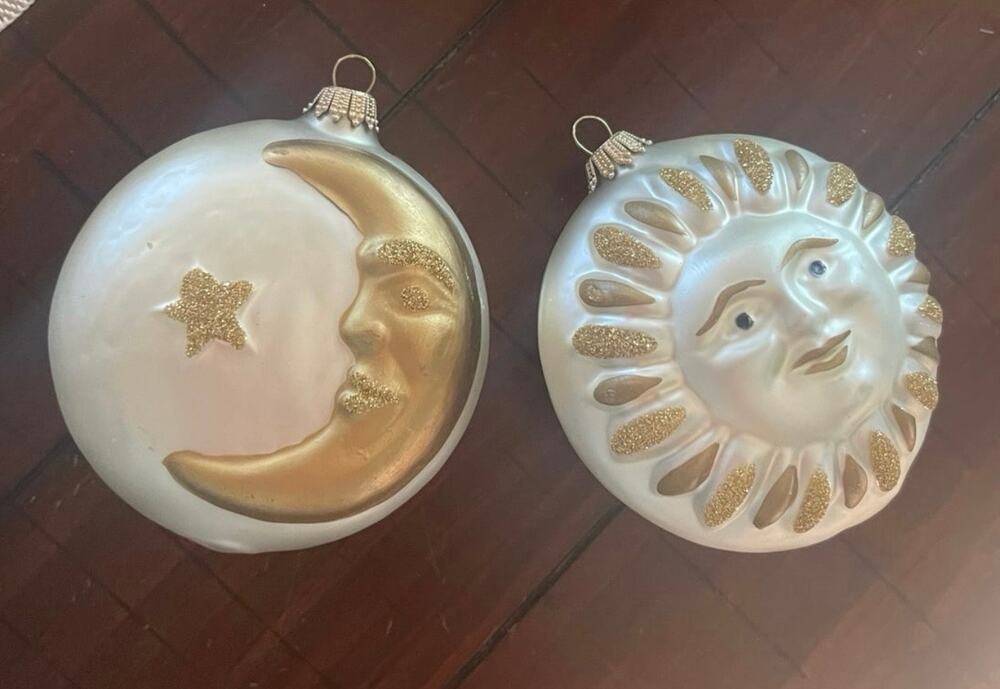 Vintage celestial blown glass christmas ornaments